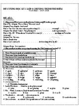 Đề cương học kỳ 1 Lớp môn Tiếng Anh 6 (Chương trình thí điểm) - Năm học 2019-2020 - Bùi Thị Phượng